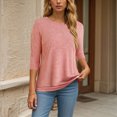 thumbnail image 6 of Towmus 3/4 Length Sleeve T Shirts Crew-Neck Casual Womens Blouses Elbow Business Dressy Shirts for Women Ladies Summer Tops, 6 of 6