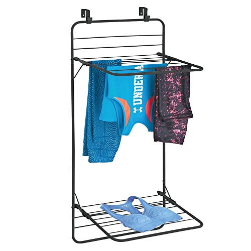 mDesign Over Door Foldable Laundry Drying Rack Compact, Portable, and