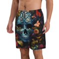 thumbnail image 2 of KLL Butterfly Flower Skull A Men's Casual Summer Beach Shorts Hawaiian Shorts with Pockets-3X-Large, 2 of 5