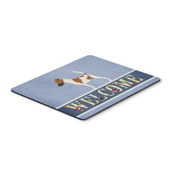 Smooth Fox Terrier Welcome Mouse Pad Hot Pad or Trivet Blue