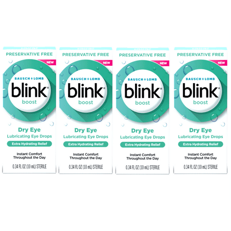 4 Pack - Blink Boost Preservative-Free Lubricating Eye Drops, Eye Care Drops for Dry Eyes, Instant Moisture for Dry Irritated Eyes & Comfort Throughout the Day, Contact Lens Friendly, 10 mL