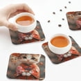 thumbnail image 5 of Kdxio Adorable Kitten In Kimono Funny Coasters,4 Pcs Leather Coasters,Housewarming Gifts,Protect Furniture from Water Marks Scratch and Damage, 5 of 6