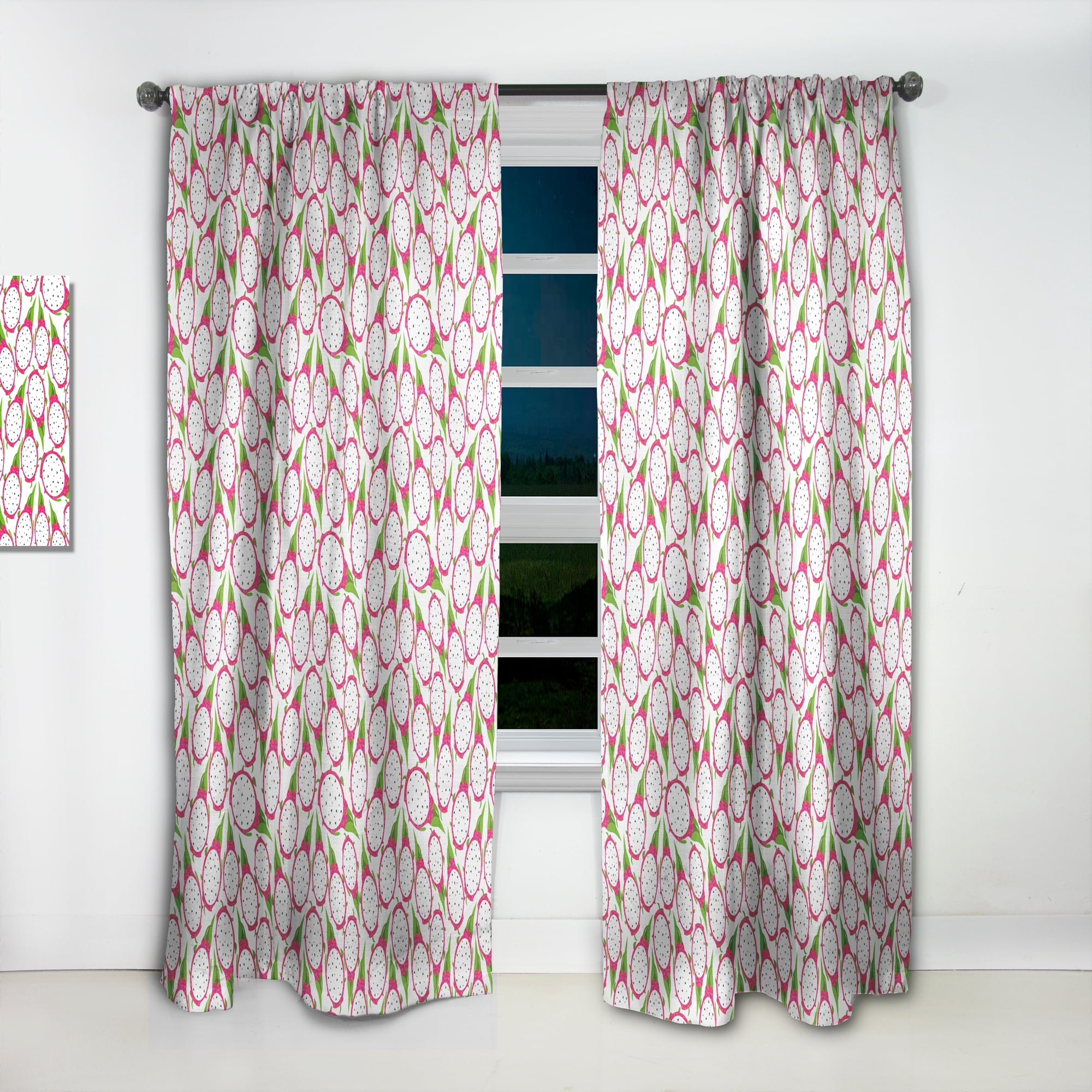 Designart 'Tropical Dragon Fruit Pattern I' Tropical Curtain Panel