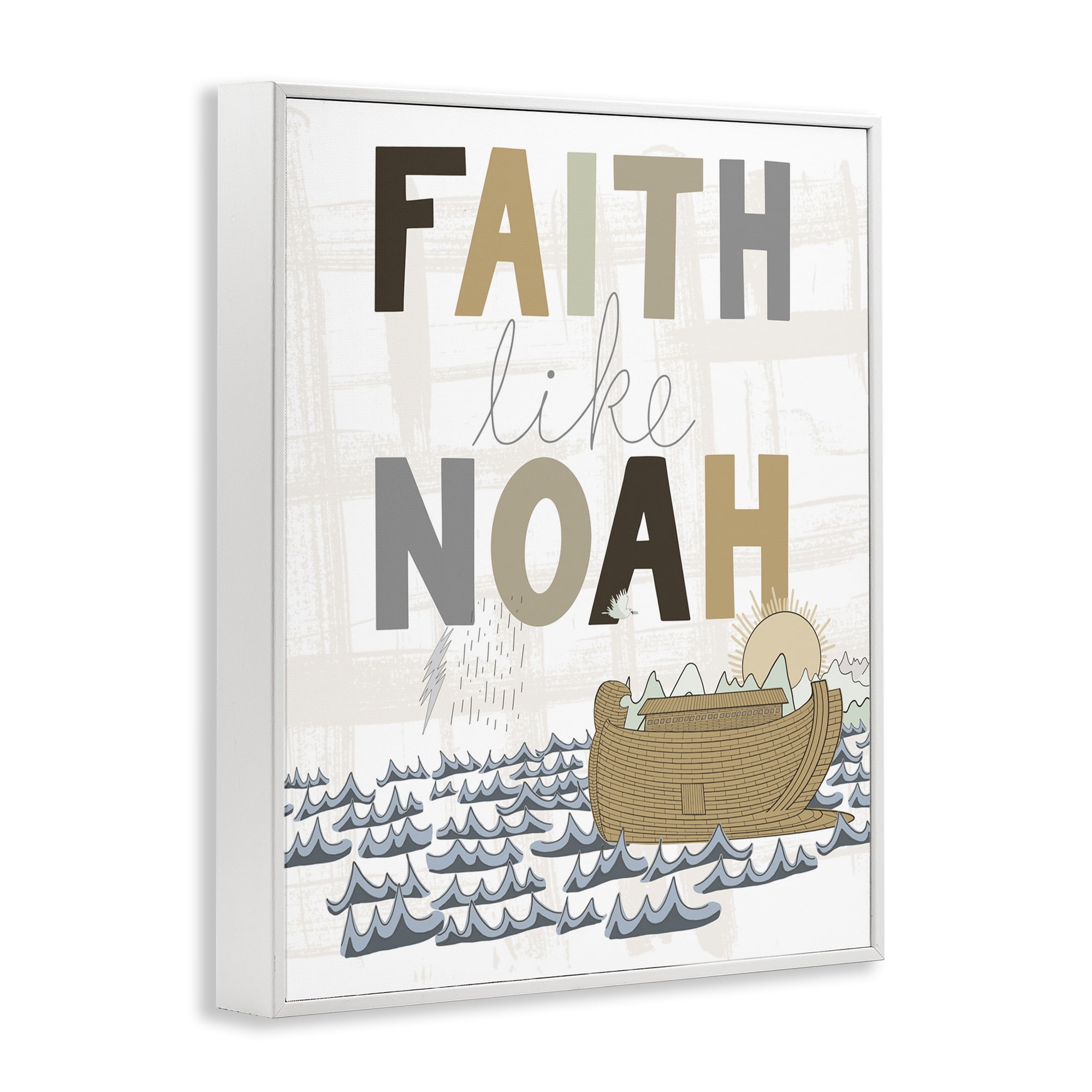 Stupell Industries Noah's Ark Proverb Religious Painting White Framed Art Print Wall Art, 24 x 30