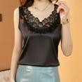 thumbnail image 3 of Mittory Womens Silk Satin Tank Tops Floral Applique Lace Casual Sleeveless Top Basic Camisole Tank Cami Blouses, 3 of 6