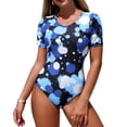 thumbnail image 2 of Royisotas Swimsuits for Women One Piece with Built in Bra Short Sleeve Athletic Surfing Bathing Suit, 2 of 5