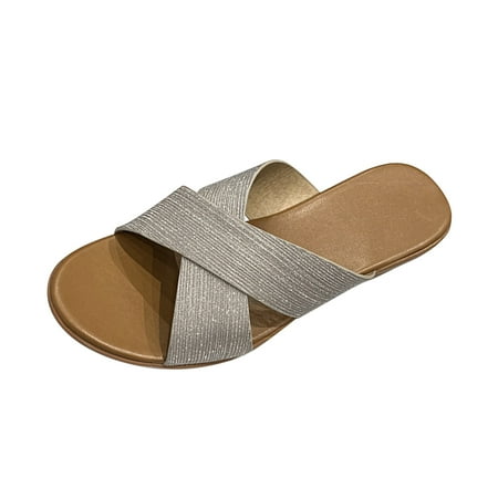 VerPetridure Women s Sandals Casual Summer New Thick Soled Round Toe Slope Heel Shoes Women s Middle Heel Summer Casual Slippers