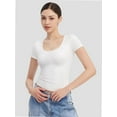 thumbnail image 5 of Womens Basic Scoop Neck Short Sleeve T Shirt Slim Fit Tee Summer Going Out Crop Tops Tight Sexy Shirts, 5 of 6