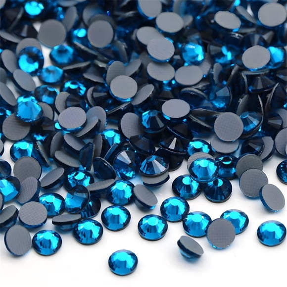 Hotfix Rhinestones Flatback Glass Rhinestone 1440PCS SS16 3.7-3.9MM Gemas redondas para uñas Arte Glitter Cristales Piedra DIY Bolsas Ropa Zapatos (Azul pavo real)
