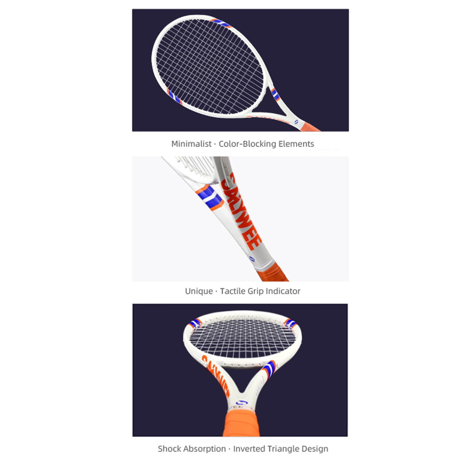 SALYWEE POWER 2.0 Adult Tennis Racket - Carbon Fiber Composite, 16×19 Strung Pattern, Simple & Elegant Design, Free Bag Included