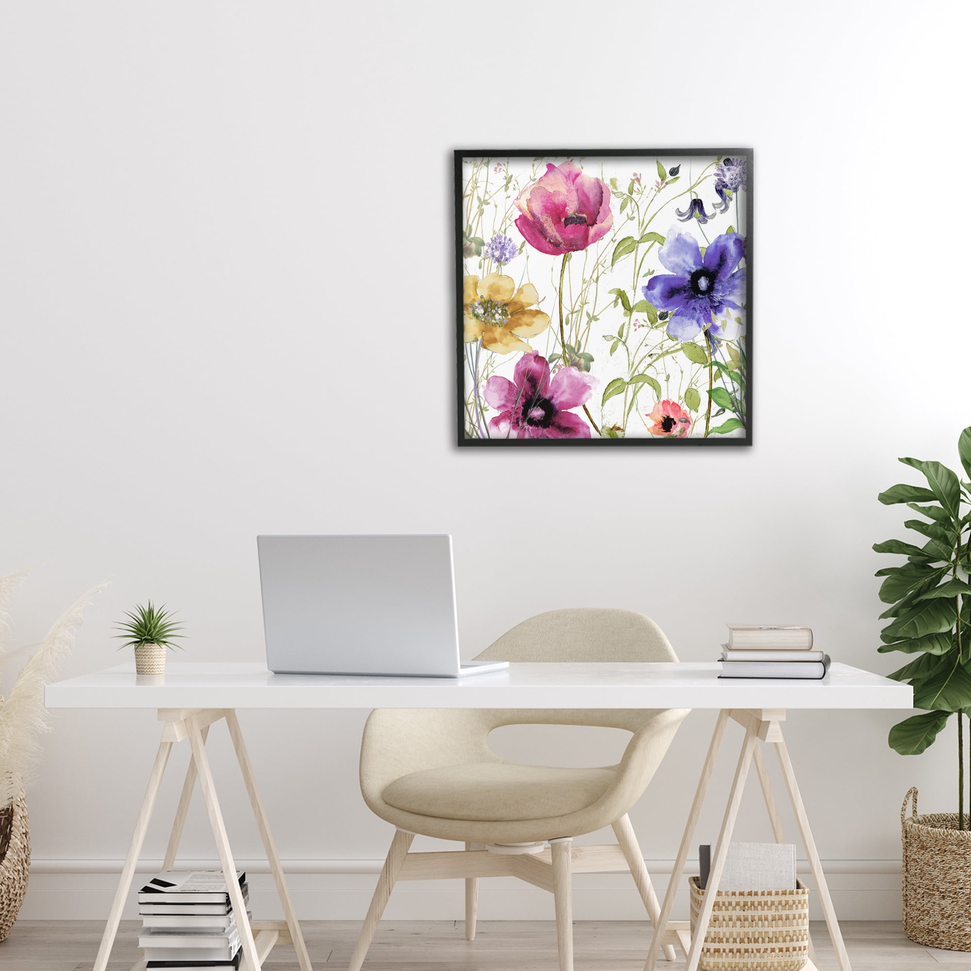 Botanical Spring Garden Blooms Black Framed Giclee Art, design by Sasha