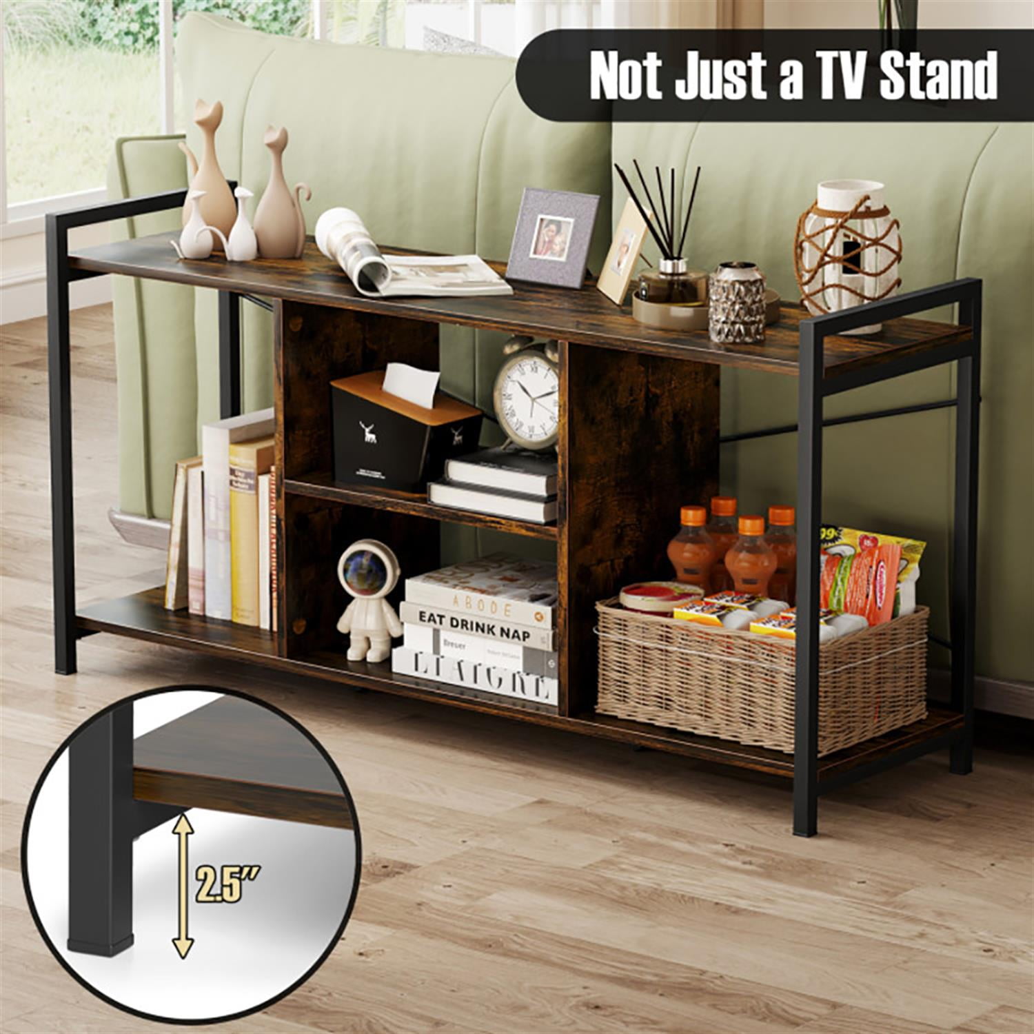 Demi Bonn TV Stand for 55" TVs, Entertainment Center, Industrial Media TV Console Table for Living Room Bedroom, Brown