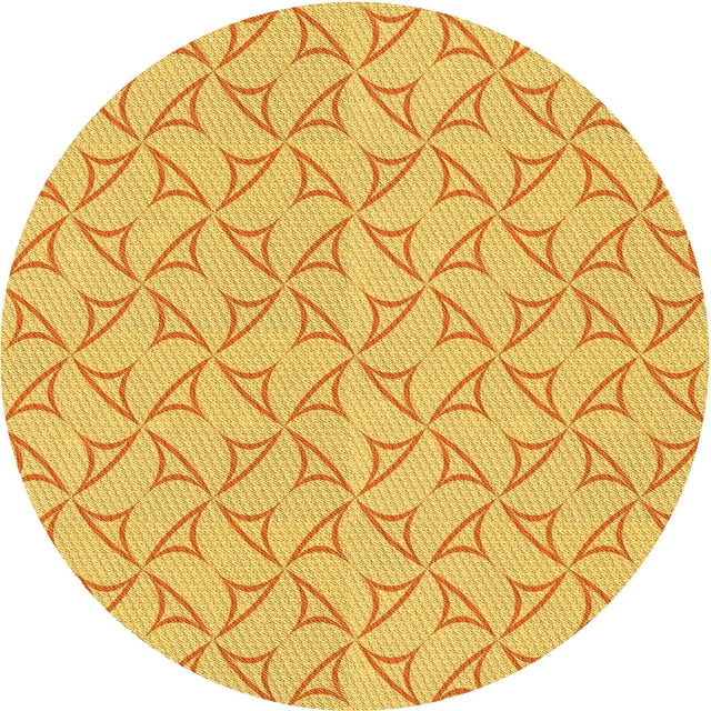 Ahgly Company Tapis Rond Lavable en Machine Intérieur Transitionnel Jaune Audacieux, 4 Pieds Rond