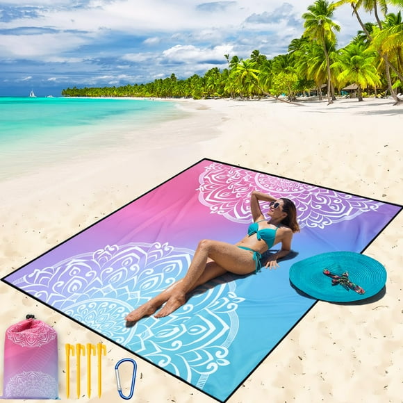 Alfombra de playa Blanket WIWIGO de 201 x 211 cm, impermeable y resistente a la arena