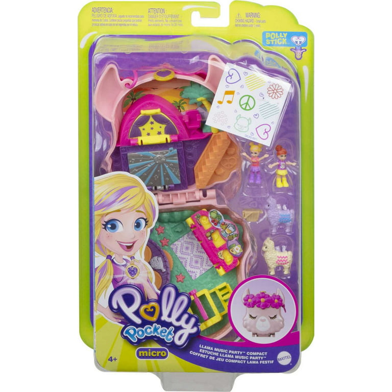 Polly Pocket Llama Music Party Compact, Travel Toy with 2 Micro Dolls & Pet  Llamas, Outdoor Playset 