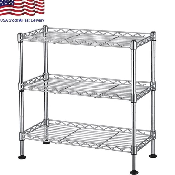 Clearance! 3 Tier Cabinet Organizer Adjustable Mini Wire Shelving Anti-Rust Shelf Rack Kitchen Storage Holder Counter Top