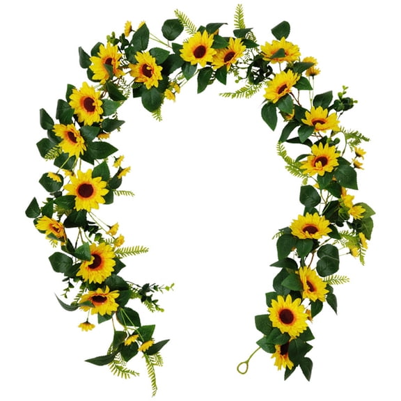 Artificial Yellow Sunflower Garland Fake Flower Vines for Home Hotel Office Wedding Birthday Party Garden Decoration