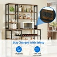 thumbnail image 6 of DEXTRUS 9 Tier Kitchen Bakers Rack with Power Outlets, 39" Freestanding Microwave Stand with Wine Rack & Glass Holder, Kitchen Storage Shelf, Rustic Brown, 6 of 8