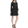 thumbnail image 4 of INSPIRE CHIC Robe-Chemise à Carreaux pour Femme à Manches Longues Boutonnée à Col Pointu m Noir, 4 of 5