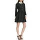 thumbnail image 4 of Vestido de camisa de manga larga a cuadros con botones y cuello de punta para mujer S Negro, 4 of 5