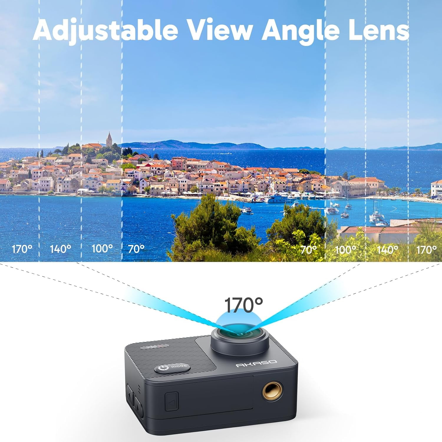 AKASO V50X Native 4K30fps WiFi Action Camera with EIS Touch Screen 4X Zoom 131 feet Waterproof Camera Support External Mic Remote Control with Helmet Accessories