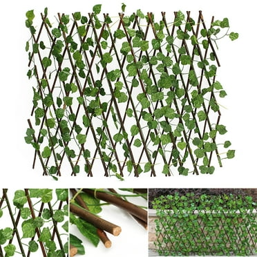 GOTGELIF 27x79 inch Expandable Garden Fence Simulation Fence Gardening Branch Leaves Fence Grape Leaf
