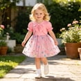 thumbnail image 5 of HXWCHs Toddler Girls Short Sleeve Coat Tops Suspenders Sequin Dress Outfits Size: 18-24 Months Pink, 5 of 9