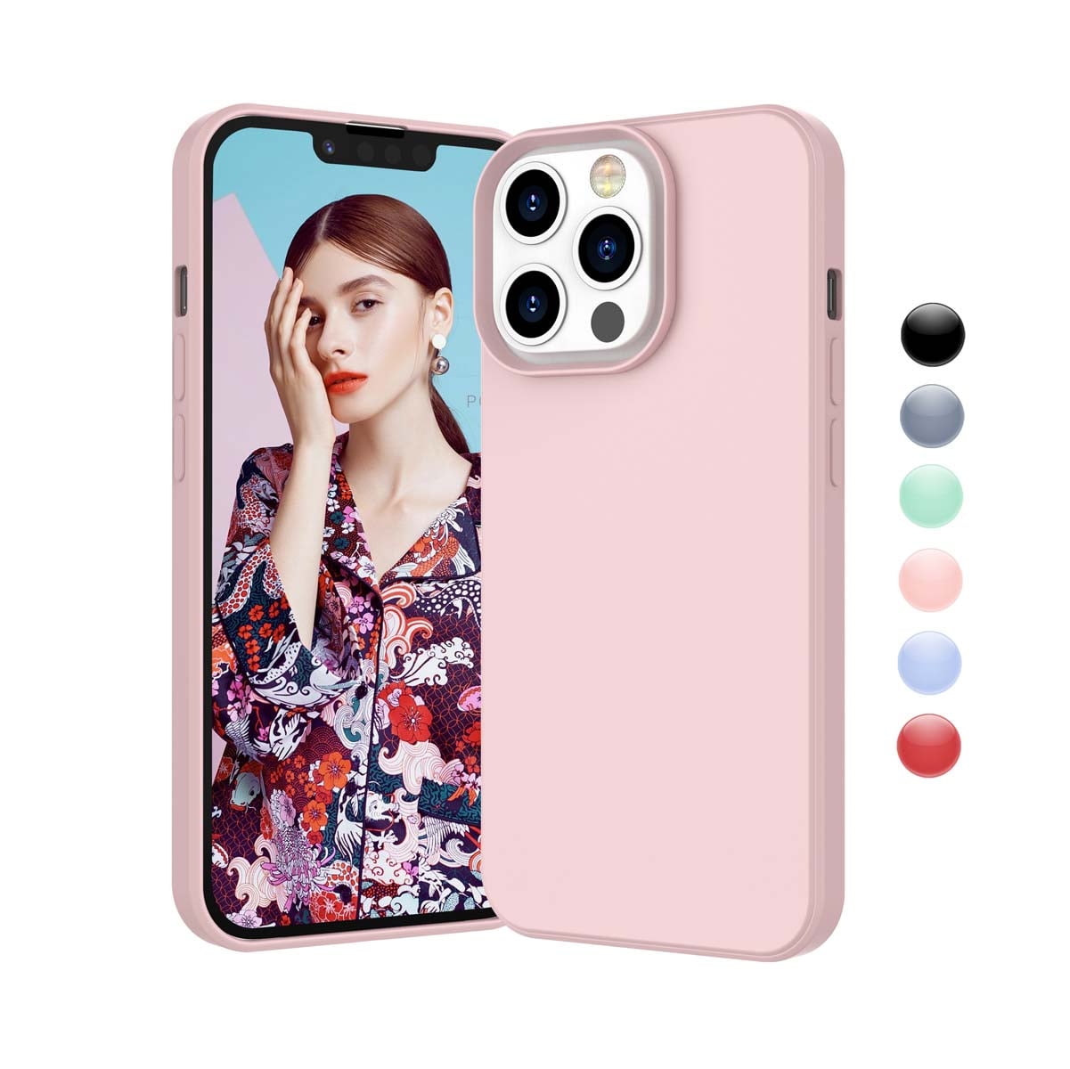 Cell Phone Cases For 6 7 Iphone 13 Pro Max Njjex Liquid Silicone Gel Rubber Shockproof Case Ultra Thin Slim Matte Surface Cover For Apple Iphone 13 Pro Max 6 7 21 Pink Walmart Com