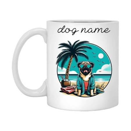 

Colorful Coffee Cup for Pug Dog with Name Picture Of Pug Dog Pug Beach Vacation Dog Gift for Dad or Mom for Pug Dog Tea Cup Gift for Pet Gift for Him or Her Oig3 19 White 11oz