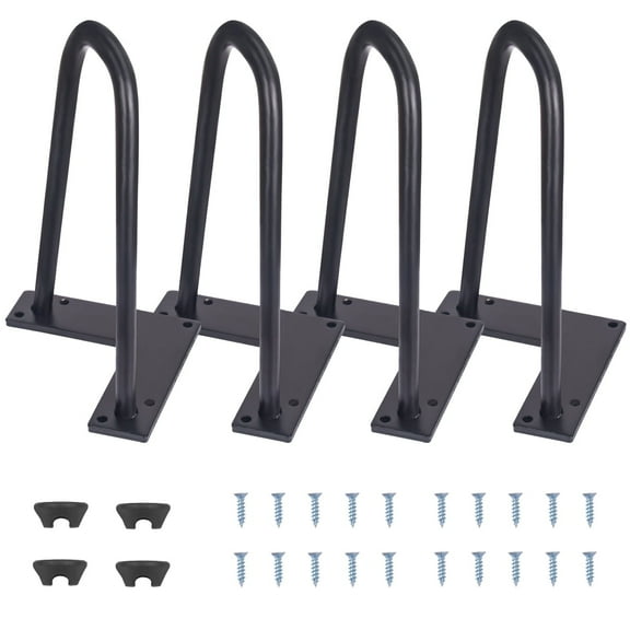 Hairpin Table Legs 6" Black Set of 4  for Bench Desk Dining End Table Chairs Carbon Steel DIY Heavy Duty Furniture Legs