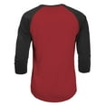 thumbnail image 3 of J. METHOD Men's 3/4 Sleeve Baseball Crewneck Tshirt Top Raglan Jersey T Shirt NEMT06 RED/BLK S, 3 of 5
