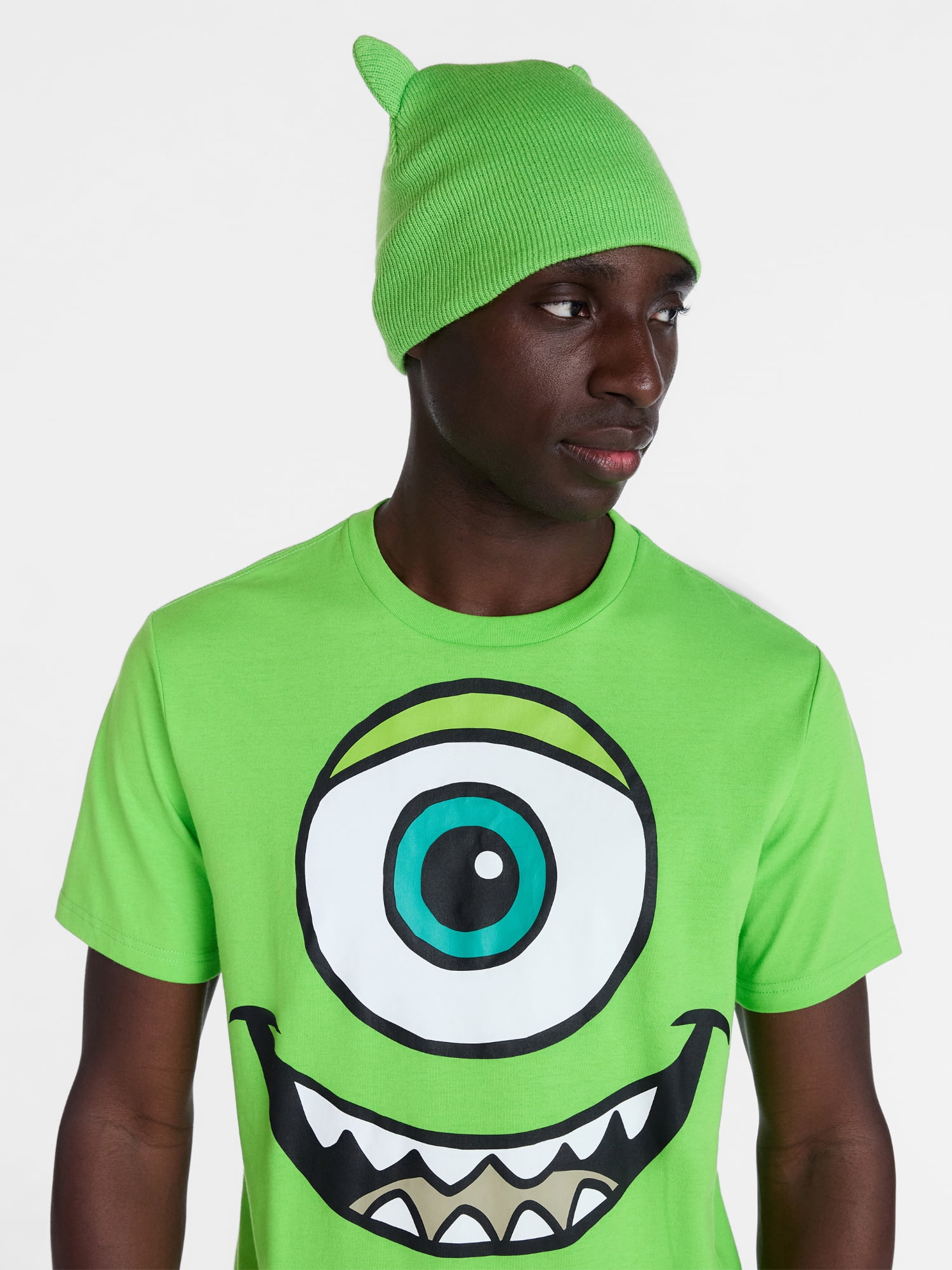 Monsters Inc. Men’s Mike Wazowski Cosplay Graphic Tee and Beanie Set, 2 Piece, Sizes XS-3XL
