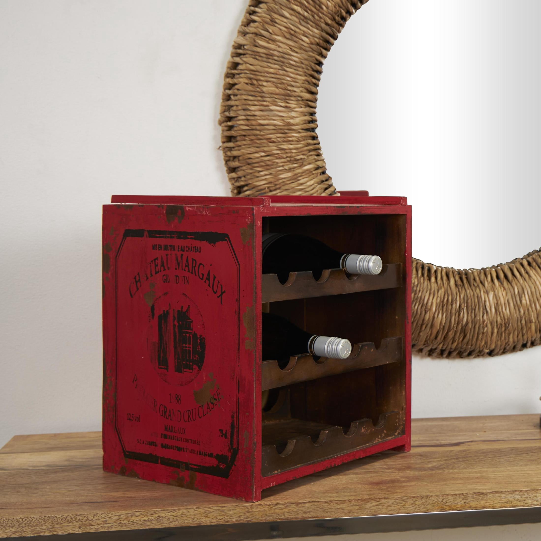 DecMode 14" x 16" Red Wood 12 Bottle Standing Wine Rack, 1-Piece