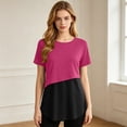 thumbnail image 4 of Ohufall Women's Maternity T Shirts Breastfeeding Breathable Short Sleeve T-shirts Comfortable Color Block Nursing Tops, 4 of 8