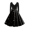 thumbnail image 4 of Fgvctg Valentine'S Day Tea Party Dresses For Women Date Night Vintage Cocktail 1950S Tea Dress Cute Heart Print V Neck Dress Oversized Romantic Long Sleeve Clothes Soft Outfit Gold M, 4 of 4
