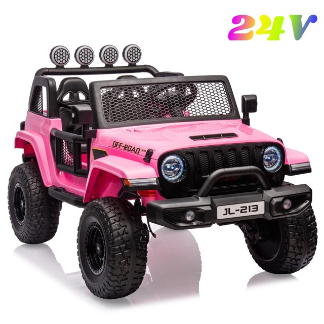 24V 7AH 2 Seater Kids Ride On Truck Car Electric Vehicles, 2WD/4WD Ride On Car Toy with Remote Control, Trunk Storage, 4-Wheeler Suspension, Lights, Music