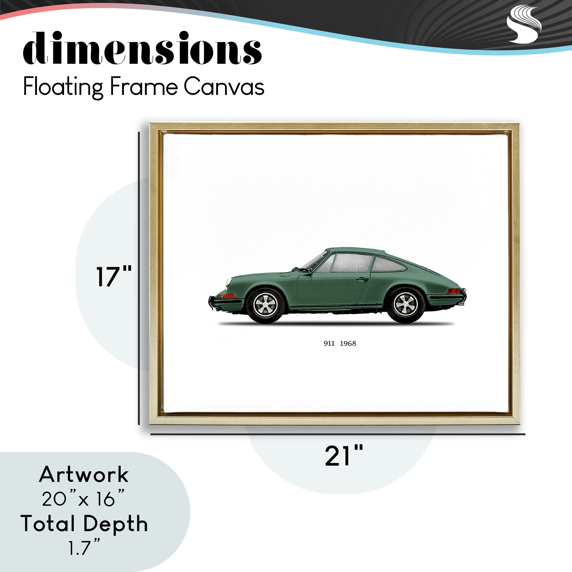 Stupell Industries Green Vintage Car Model Gold Framed Floater Canvas Wall Art, design by Mark Rogan