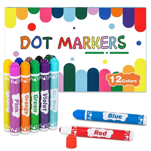 Marcadores de puntos DOSEWART, 12 colores, para jugar al bingo, lavables para niños