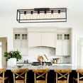 thumbnail image 3 of 38" 6-Light Farmhouse Black Rectangle Cage Close to Ceiling Light for Living Dining Room, 3 of 6