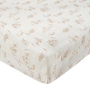 Lambs & Ivy Signature Organic Cotton Muslin Lamb Fitted Crib/Toddler Sheet