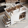 thumbnail image 2 of KEHOMY 43.3" Multi-functional Storage Island Movable Storage Cabinet Island Vanity Dresser with 3 Side Storage Drawer, a Reversible Top Storage Space and Two Glass Display Shelves, White, 2 of 12