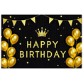 thumbnail image 5 of Black Background Happy Birthday Banner with Golden Crown Balloons and Bunting Party Decors Backdrop Photography Props for Birthday Party Celebration Photo Booth Event Decor, 5 of 7