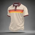 thumbnail image 5 of Polo Shirts for Men Vintage Striped Collared Athletic Henley Golf Shirts Classic Loose Casual Tops Soft Work Blouse Khaki1 XXXXXL, 5 of 5
