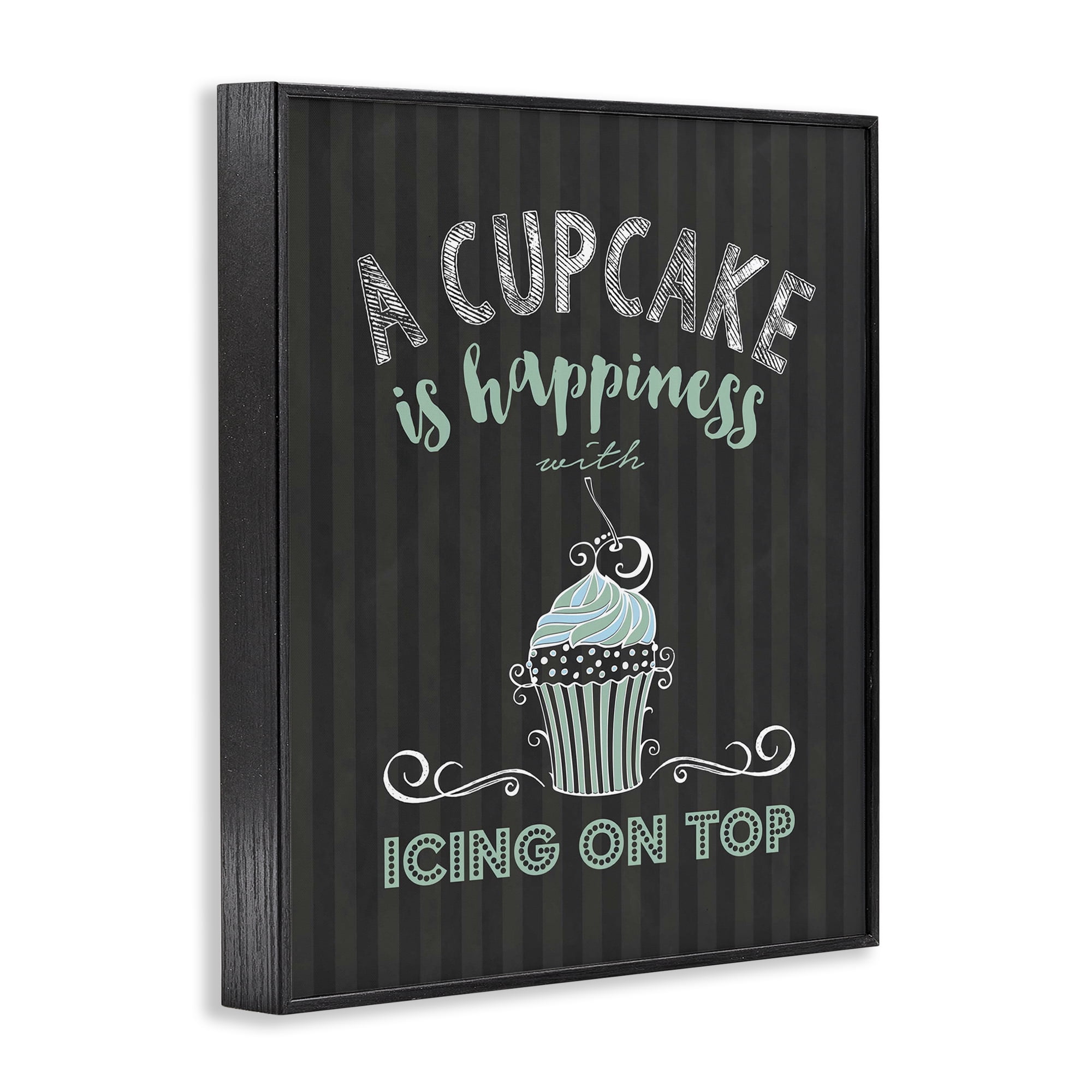 Cupcake Is Happiness with Icing Black Framed Giclee Art, design by Lettered and Lined