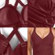 thumbnail image 4 of Traje de baño de una pieza con control de barriga para mujer Traje de baño de una pieza de color sólido (claret) Zhivalor BST3003135-1, 4 of 5