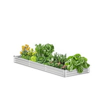 XgoodX Metal Raised Garden Bed 12x4x1 ft Outdoor Galvanized Planter Box Silver