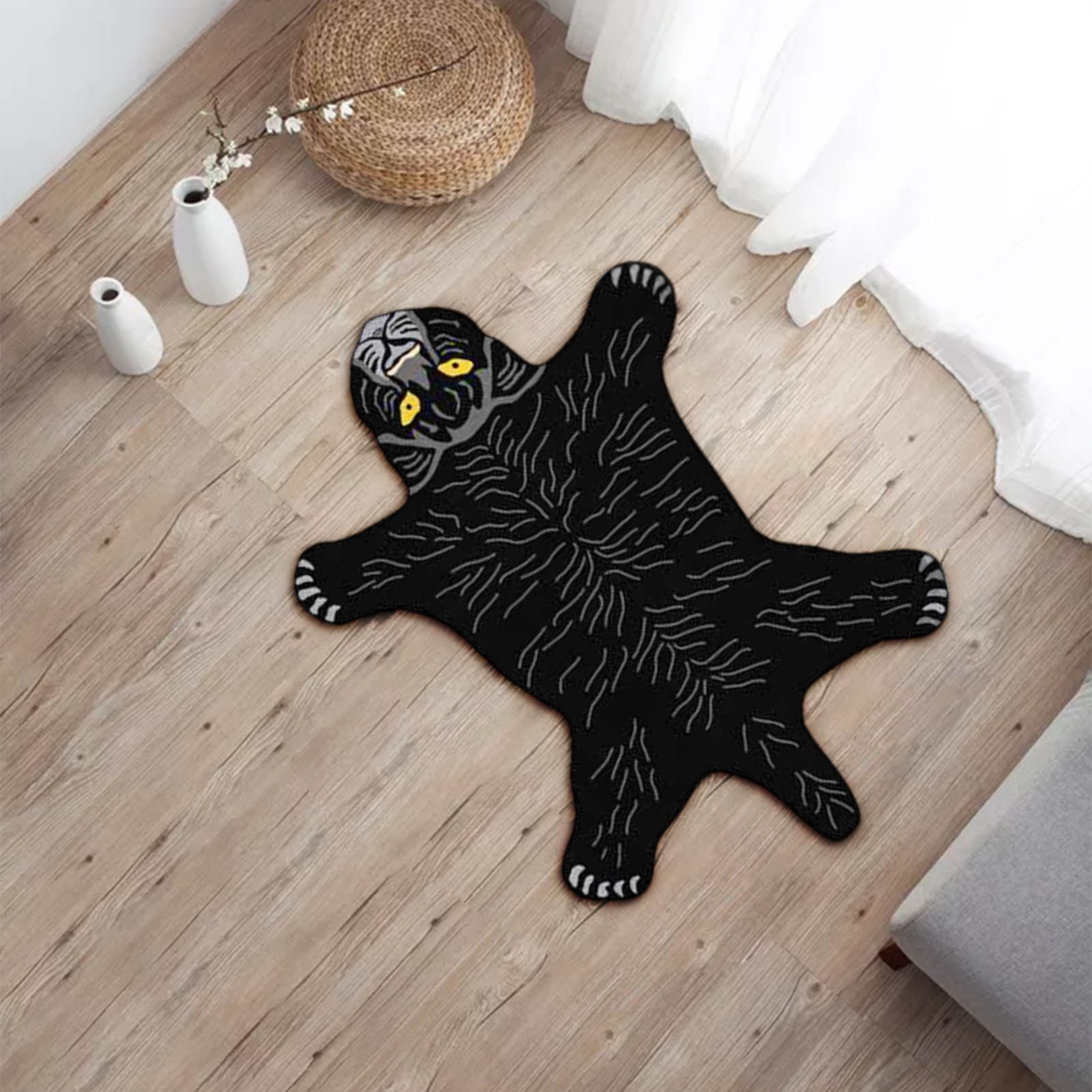 Camnix Tiger Shaped Rug Bath Mat Tiger Bathroom Rug Non-Slip Door Mat Animals Printed Area Rug Carpet Small Home Decor Mat Playmat Bathroom Shower Rugs, 35.4x23.6inch