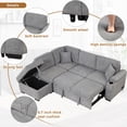 thumbnail image 4 of 84.75" L-Shaped Sleeper Sofa Bed with Storage Ottoman, Gray Linen Pull-Out Couch for Living Room, Bedroom, Apartment, Modern 2-in-1 Sofa Bed, 4 of 9