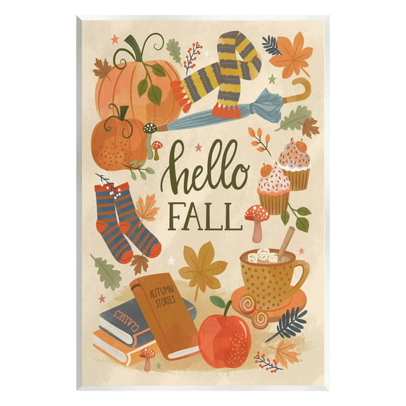 Hello Fall Cozy Autumn Items Holiday Graphic Art Unframed Art Print Wall Art