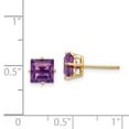 thumbnail image 3 of 14k 6mm Princess Cut Amethyst Earrings in 14k Yellow Gold, 3 of 3